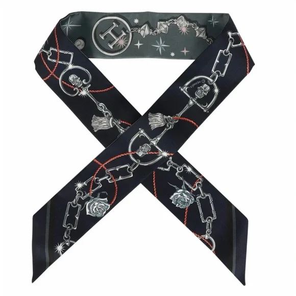 NWT Hermes C'est la Fete Twilly 86 Scarf - Authentic New in Box 100% Silk - Picture 2 of 4